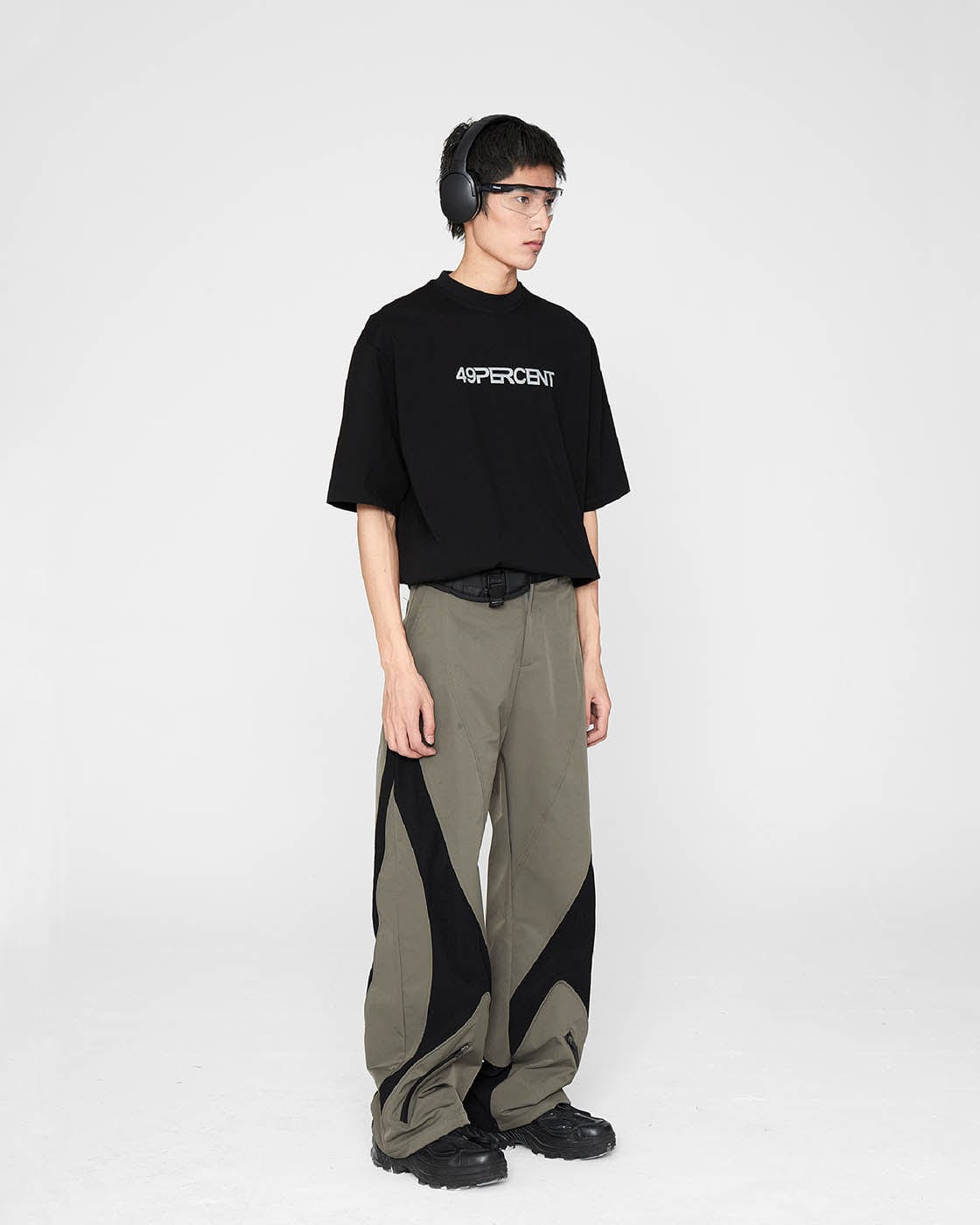 49PERCENT The X Spliced Zipper Pants, premium urban and streetwear designers apparel on PROJECTISR.com, 49PERCENT