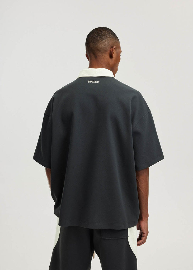 BONELESS Spliced Raglan Retro Polo Shirt, premium urban and streetwear designers apparel on PROJECTISR.com, BONELESS