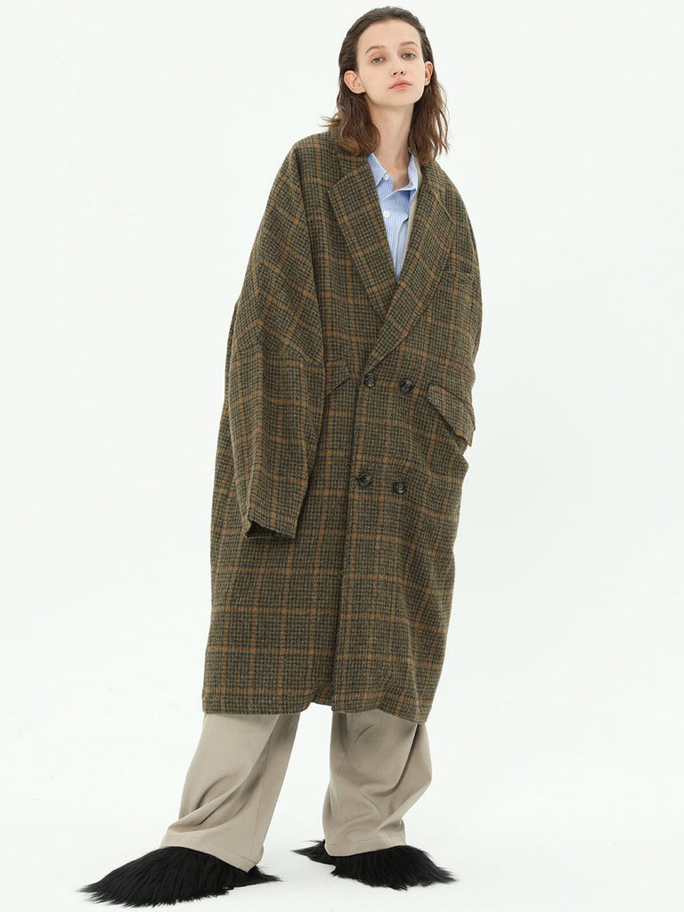 MIICHOUS Plaid Wool Oversized Coat, premium urban and streetwear designers apparel on PROJECTISR.com, Miichous