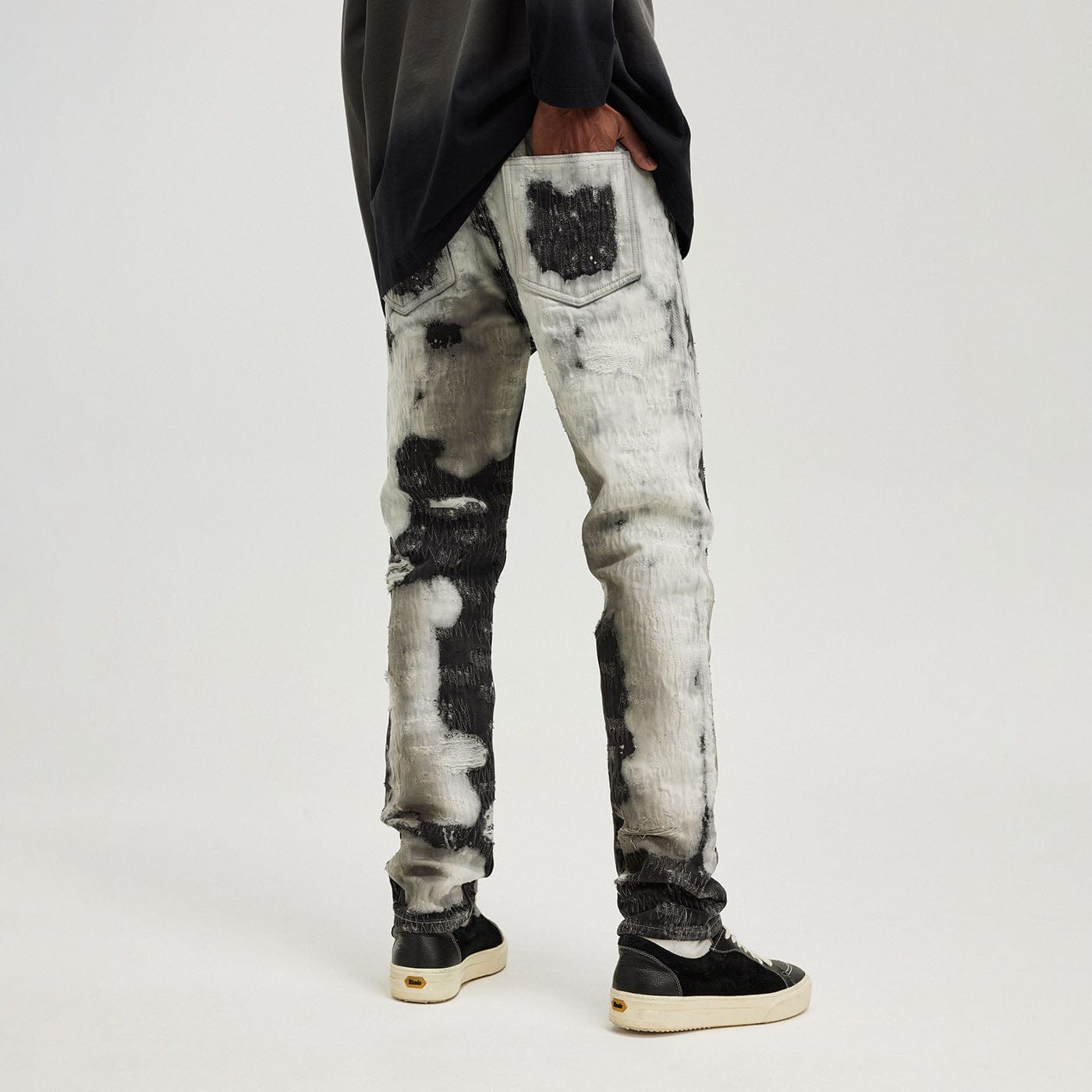 BONELESS Distressed Stitches Jeans, premium urban and streetwear designers apparel on PROJECTISR.com, BONELESS