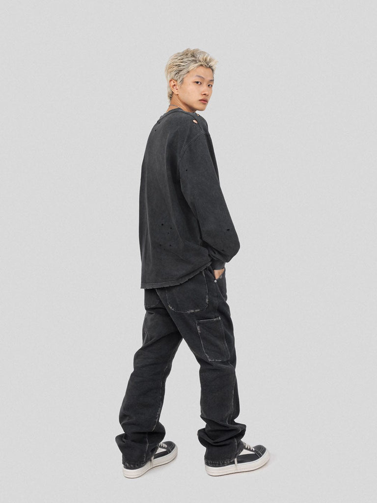 UNDERWATER Spliced Heavy Duty Canvas Flare Pants, premium urban and streetwear designers apparel on PROJECTISR.com, UNDERWATER