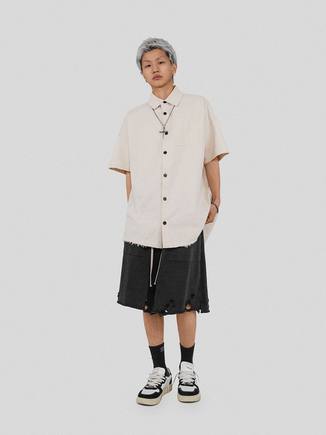 UNDERWATER Oversized Ripped Shorts Black, premium urban and streetwear designers apparel on PROJECTISR.com, UNDERWATER