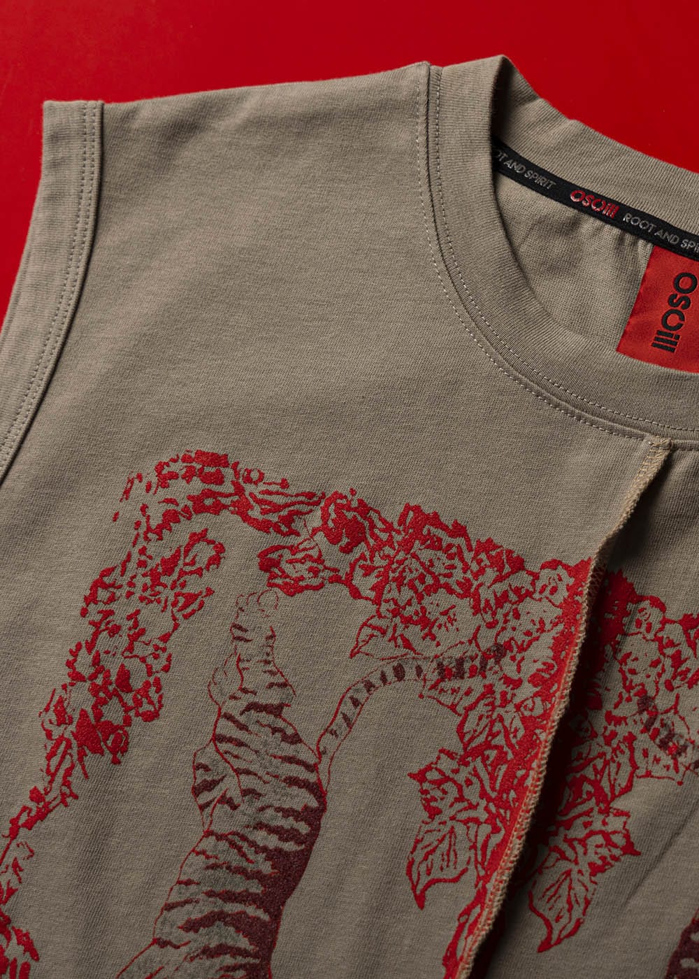 OSCILL Paneled Tiger Totem Tank Top, premium urban and streetwear designers apparel on PROJECTISR.com, OSCILL